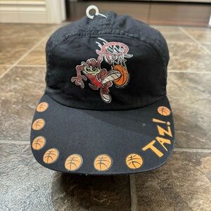 Vtg 1998 Keds Black Tazmanian Devil Looney Tunes 5 Panel Hat Cap